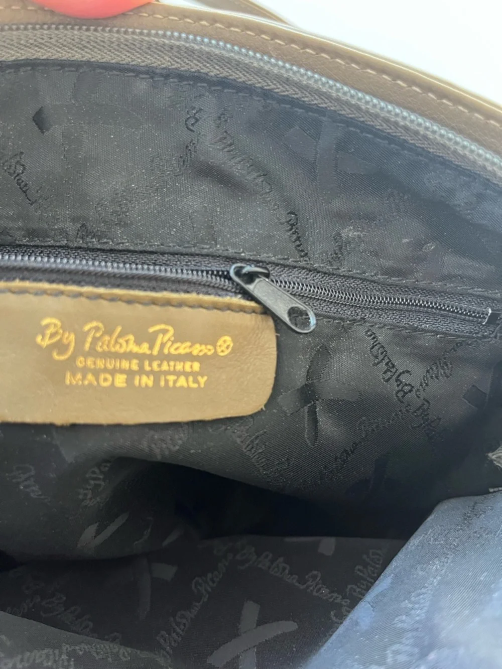 Vintage Paloma Picasso Italian Leather Olive Green Shoulder Bag Gold X Hardware